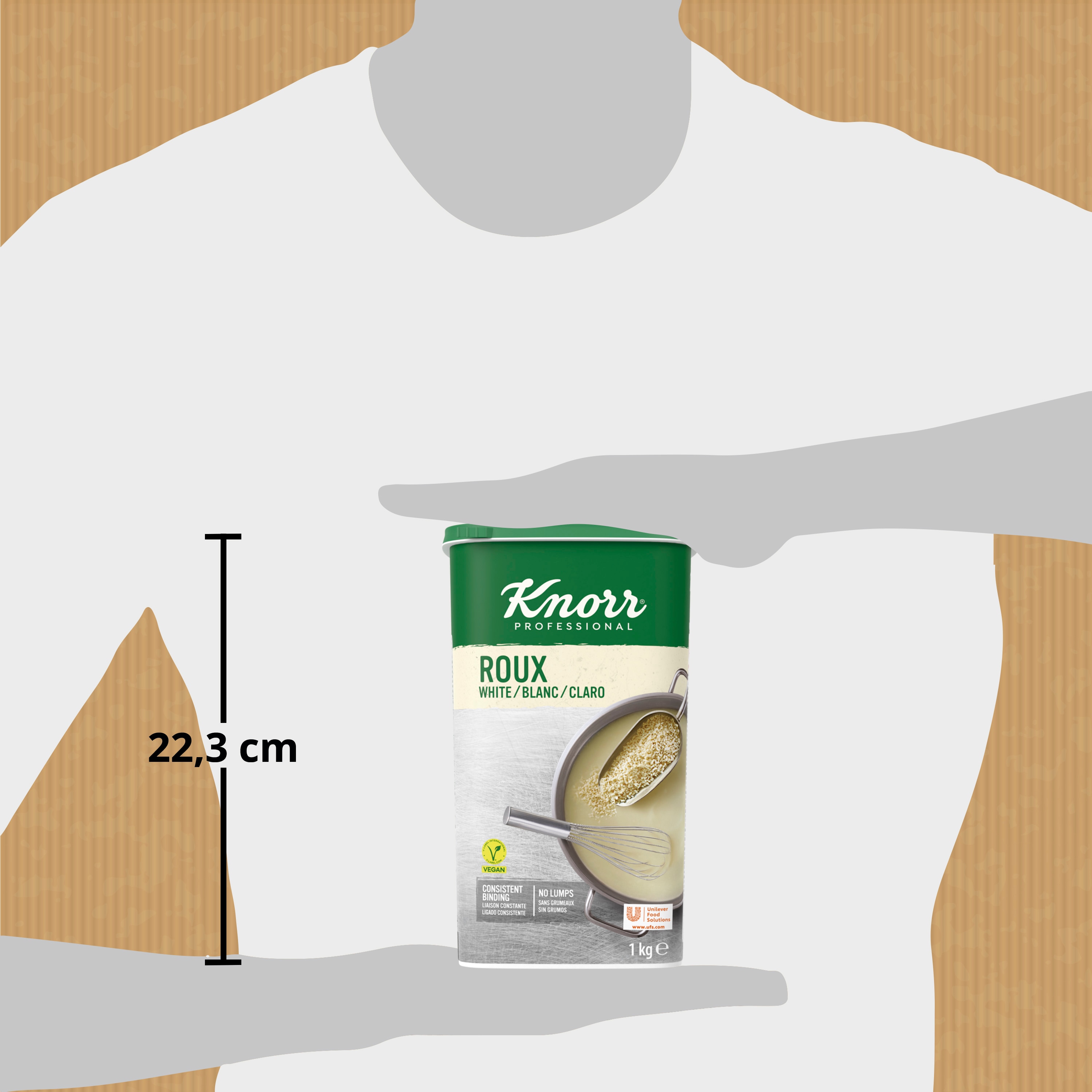 Knorr Roux Espesante Claro sin lactosa bote 1kg - Roux Knorr, espesor y brillo en 1 minuto sin modificar el sabor.